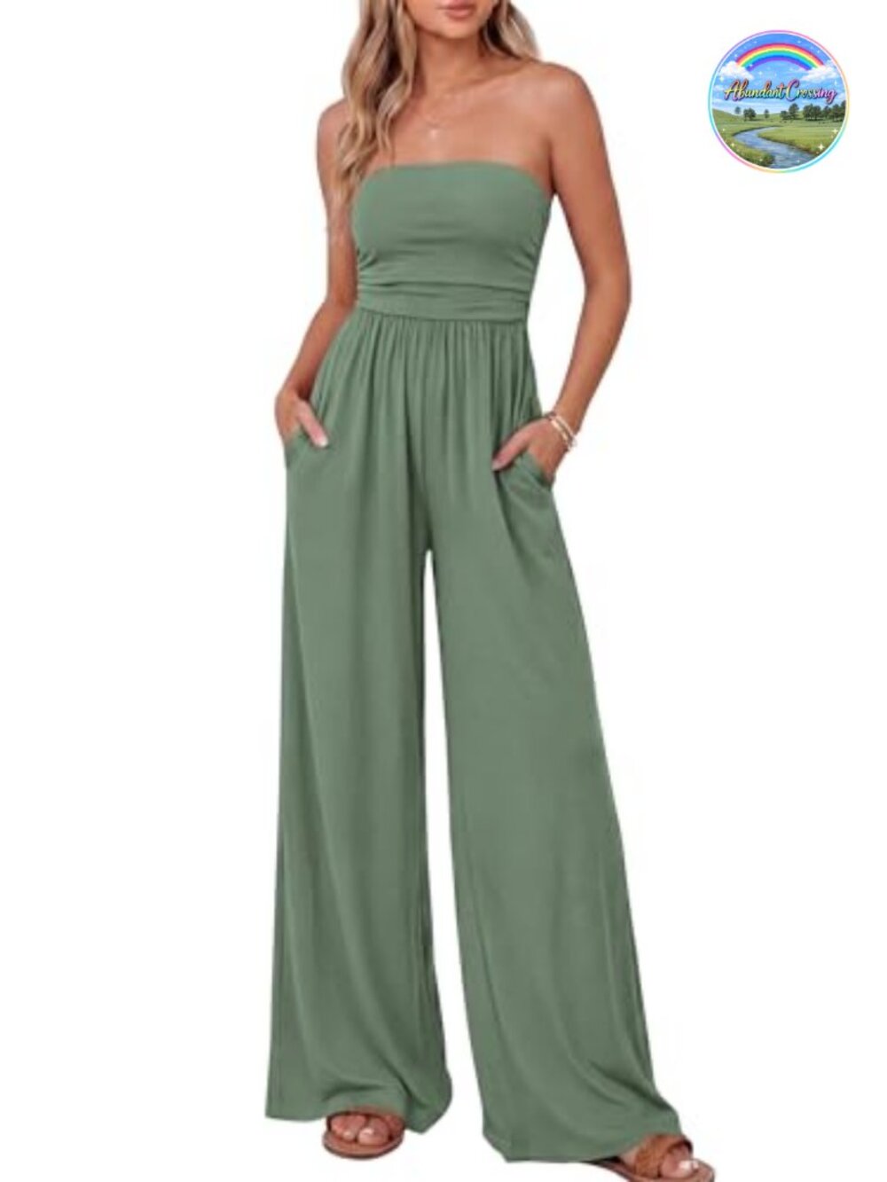 Strapless Wide Leg Jumpsuit Off Shoulder Ruched Tube Top Sleeveless Casual